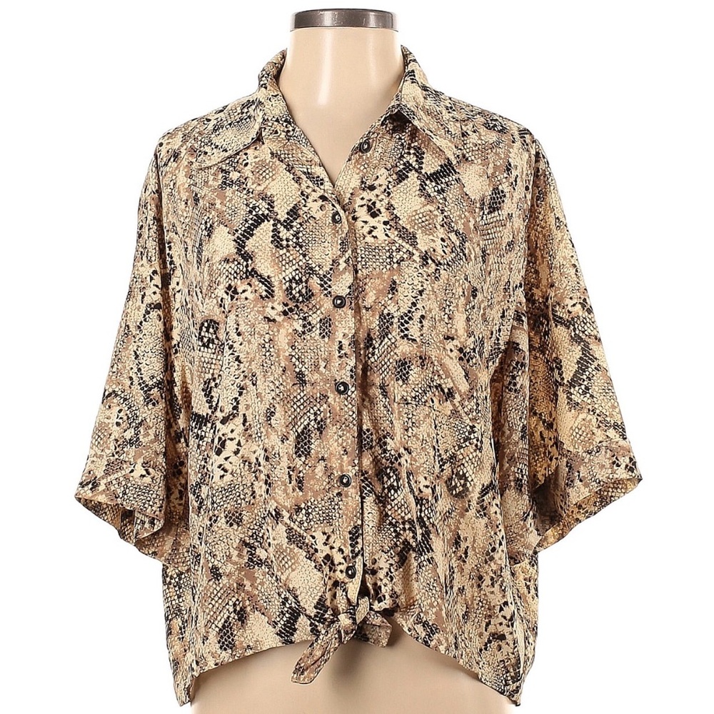 Sanctuary snake print tie front blouse